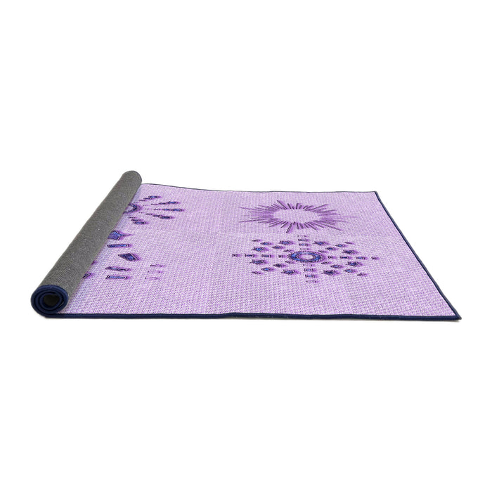 Thickness of Patterned Bright Lilac Purple Rug, pat901pur