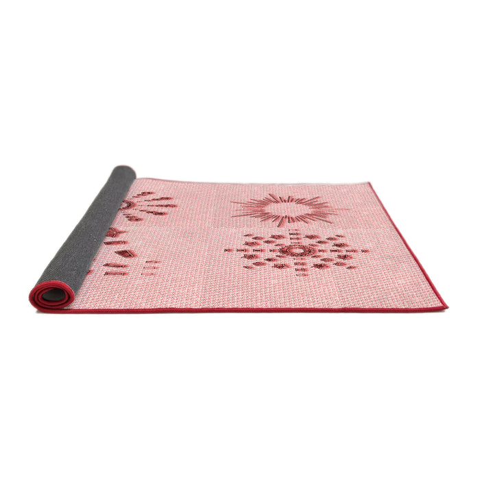 Thickness of Patterned Pastel Red Pink Rug, pat901rd