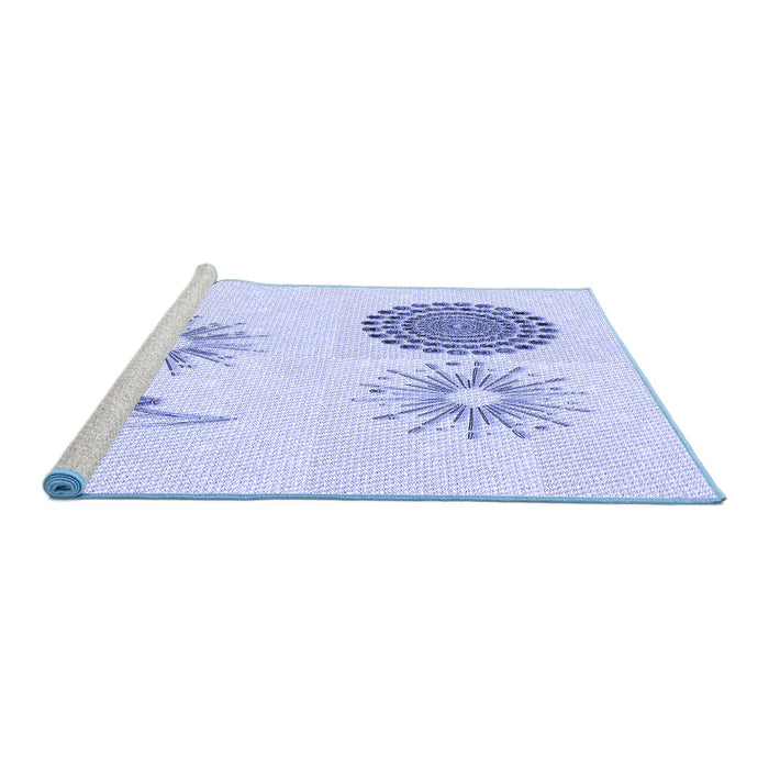 Sideview of Machine Washable Transitional Lavender Blue Rug, wshpat902blu
