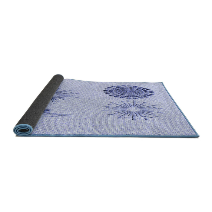 Thickness of Patterned Lavender Blue Rug, pat902blu