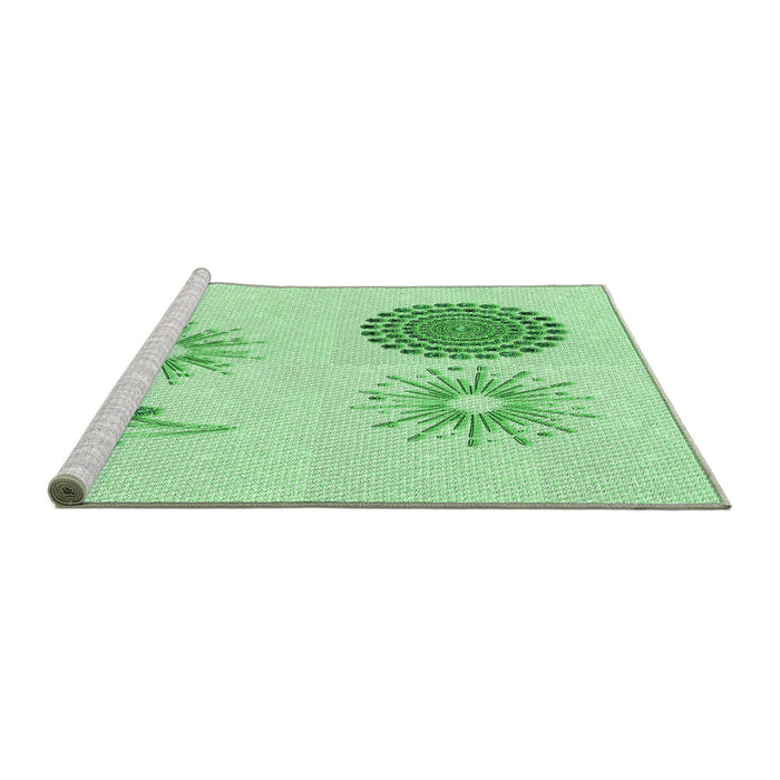 Sideview of Machine Washable Transitional Light Green Rug, wshpat902grn