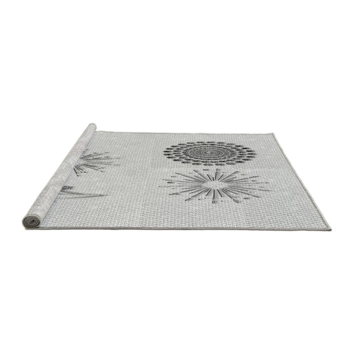 Sideview of Machine Washable Transitional Platinum Gray Rug, wshpat902gry
