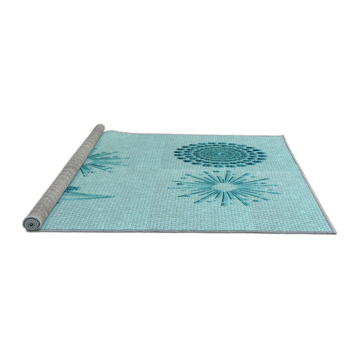 Sideview of Machine Washable Transitional Electric Blue Rug, wshpat902lblu