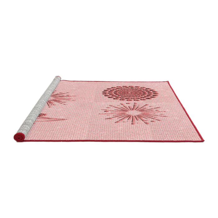 Square Machine Washable Transitional Pastel Red Pink Rug, wshpat902rd