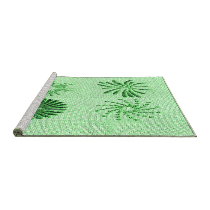 Sideview of Machine Washable Transitional Light Green Rug, wshpat903grn