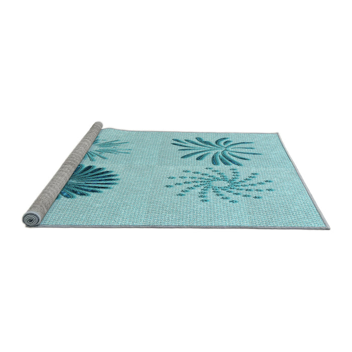 Sideview of Machine Washable Transitional Electric Blue Rug, wshpat903lblu