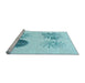 Sideview of Machine Washable Transitional Electric Blue Rug, wshpat903lblu