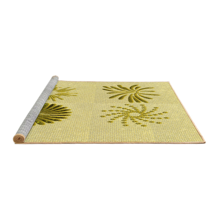 Sideview of Machine Washable Transitional Sun Yellow Rug, wshpat903yw