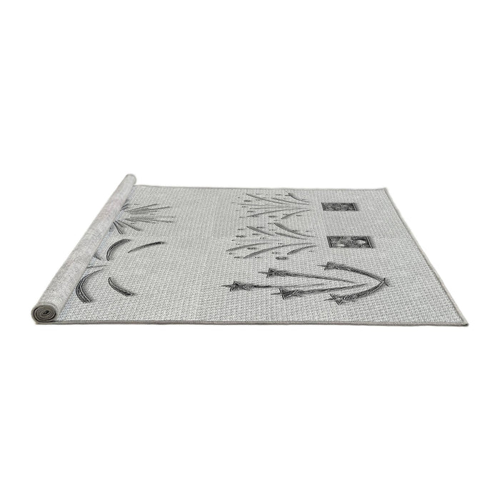Sideview of Machine Washable Transitional Platinum Gray Rug, wshpat904gry
