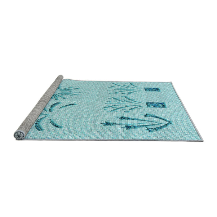 Sideview of Machine Washable Transitional Diamond Blue Rug, wshpat904lblu