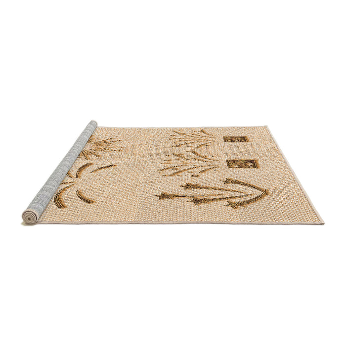 Sideview of Machine Washable Transitional Brown Sand Brown Rug, wshpat904org