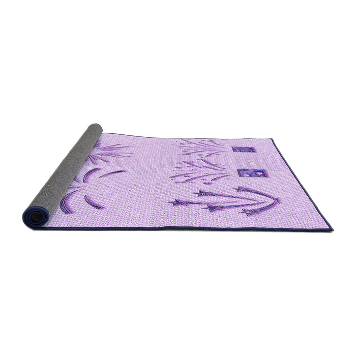 Thickness of Patterned Bright Lilac Purple Rug, pat904pur