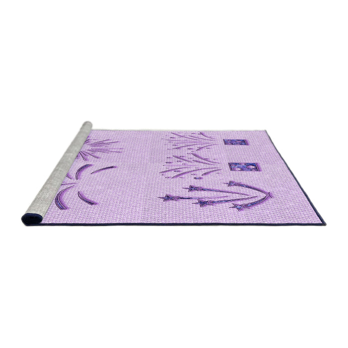 Sideview of Machine Washable Transitional Bright Lilac Purple Rug, wshpat904pur