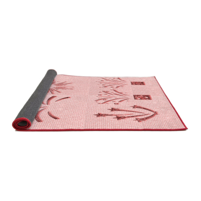 Thickness of Patterned Pastel Red Pink Rug, pat904rd