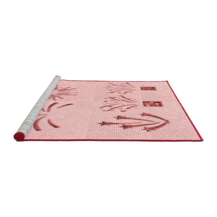 Sideview of Machine Washable Transitional Pastel Red Pink Rug, wshpat904rd