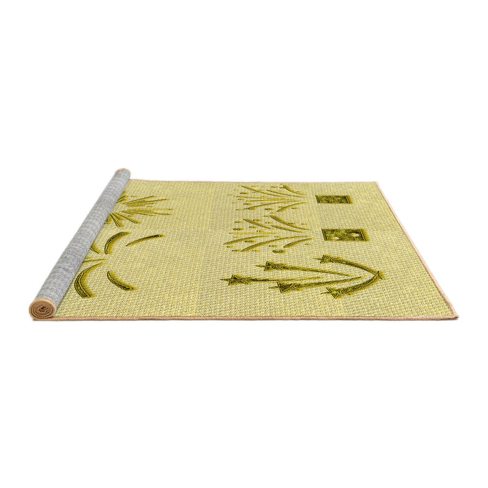 Sideview of Machine Washable Transitional Yellow Rug, wshpat904yw