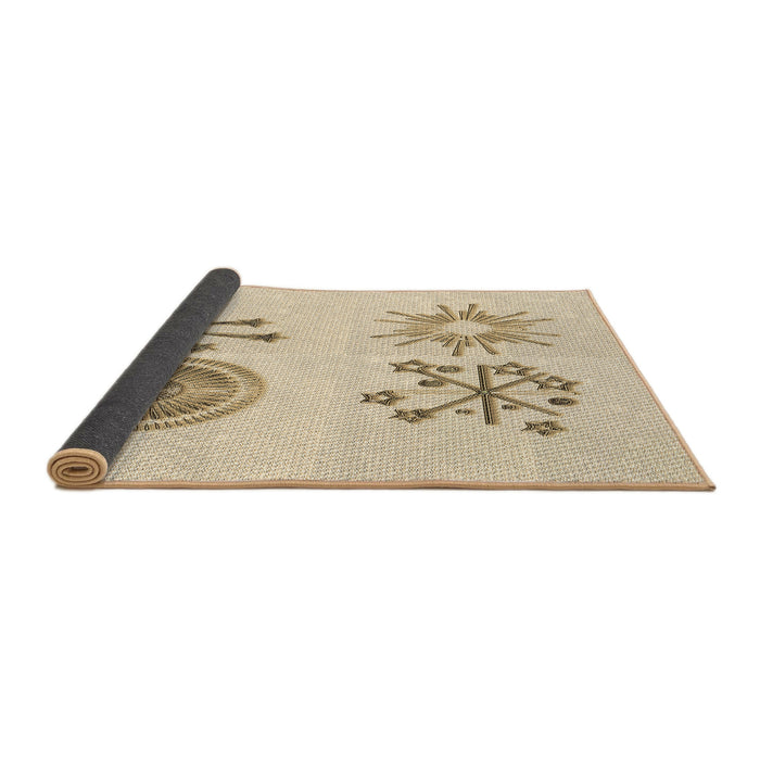 Thickness of Patterned Peach Beige Rug, pat905brn