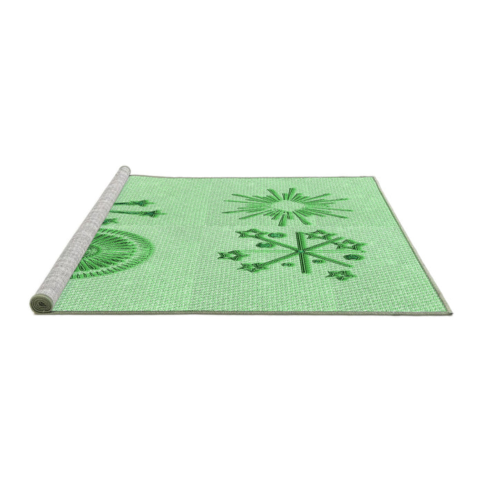 Sideview of Machine Washable Transitional Light Green Rug, wshpat905grn