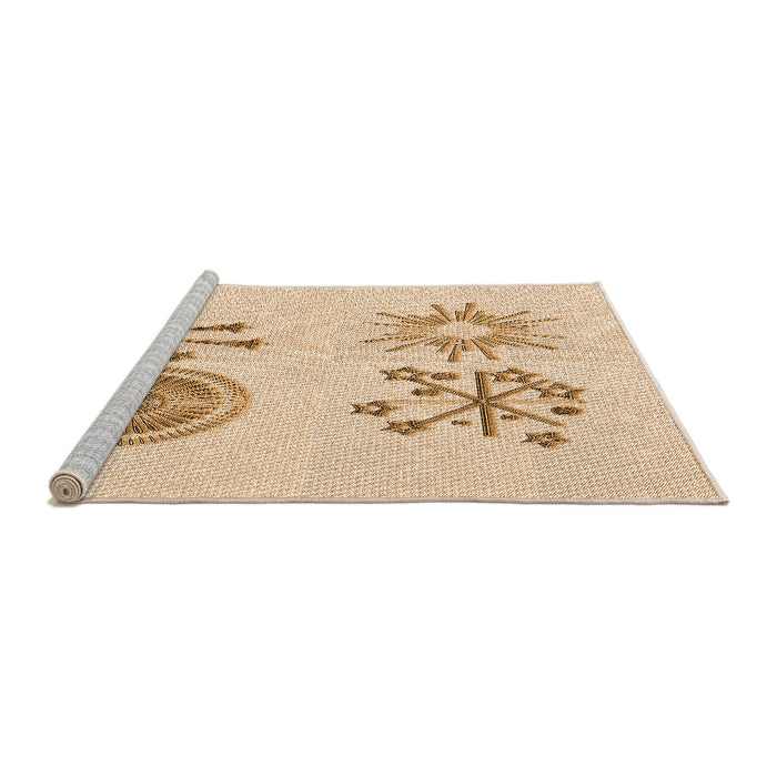 Sideview of Machine Washable Transitional Brown Sand Brown Rug, wshpat905org