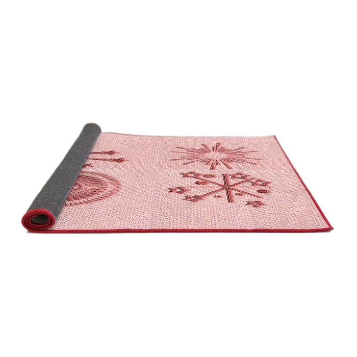 Thickness of Patterned Pastel Red Pink Rug, pat905rd