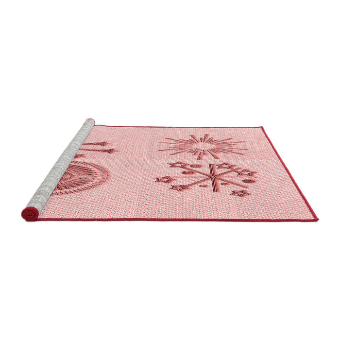 Sideview of Machine Washable Transitional Pastel Red Pink Rug, wshpat905rd