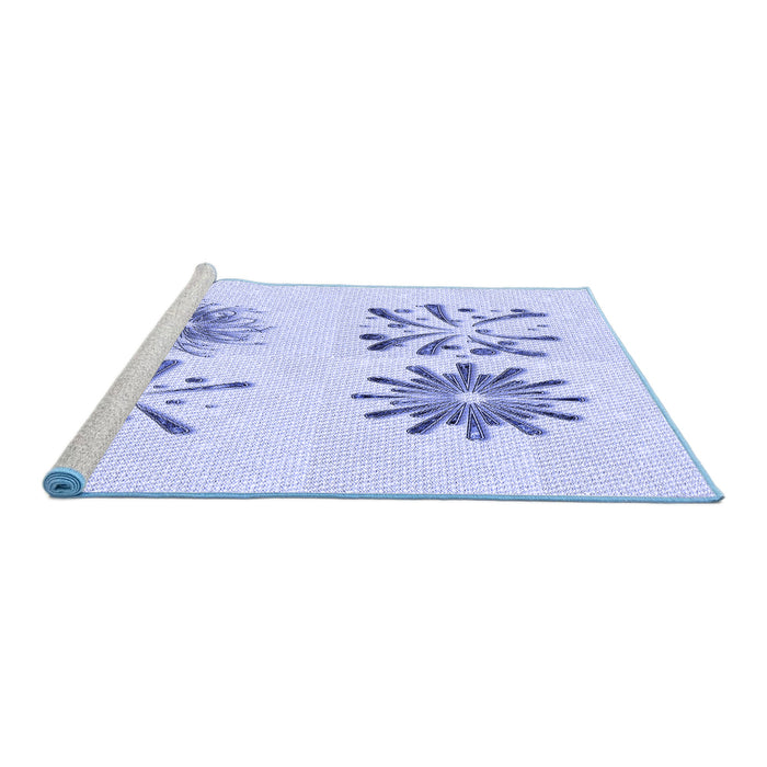 Sideview of Machine Washable Transitional Lavender Blue Rug, wshpat906blu