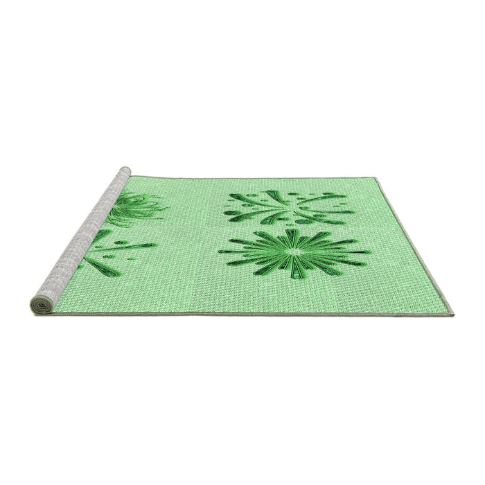 Sideview of Machine Washable Transitional Light Green Rug, wshpat906grn