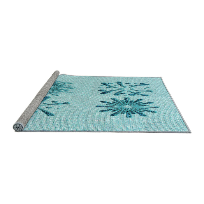 Sideview of Machine Washable Transitional Electric Blue Rug, wshpat906lblu
