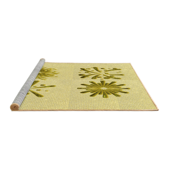 Sideview of Machine Washable Transitional Sun Yellow Rug, wshpat906yw