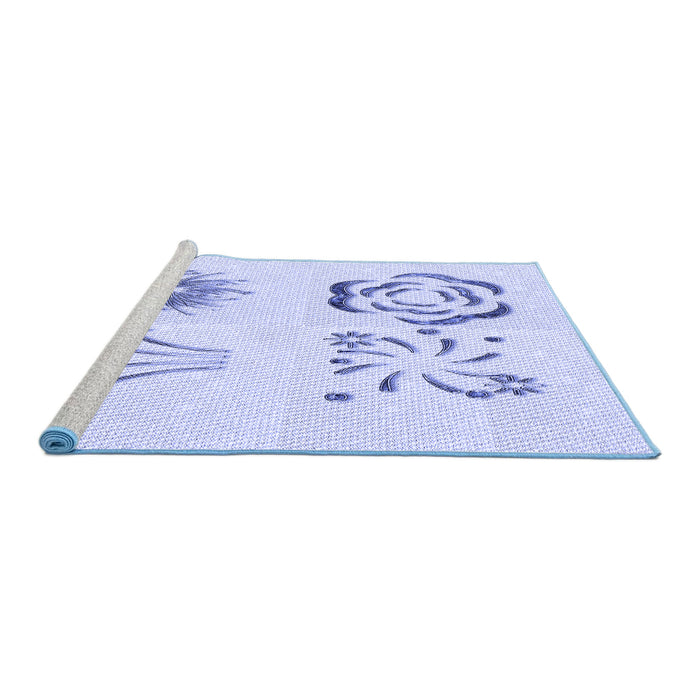 Sideview of Machine Washable Transitional Lavender Blue Rug, wshpat907blu