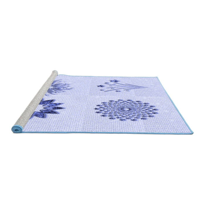 Sideview of Machine Washable Transitional Lavender Blue Rug, wshpat908blu