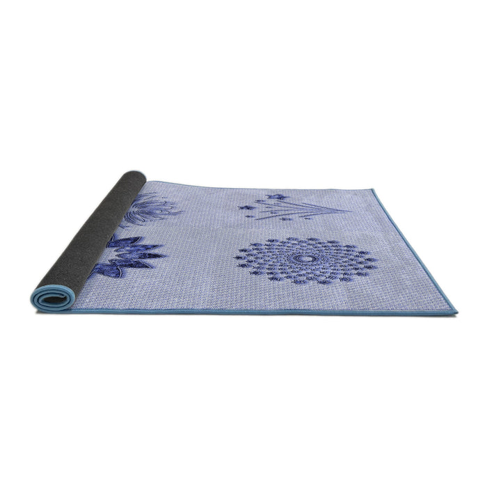 Thickness of Patterned Lavender Blue Rug, pat908blu