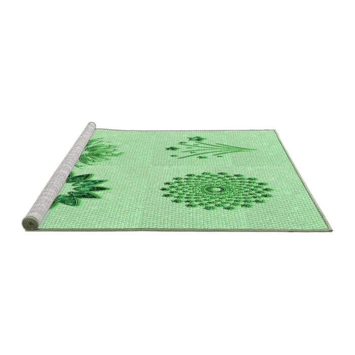 Sideview of Machine Washable Transitional Light Green Rug, wshpat908grn