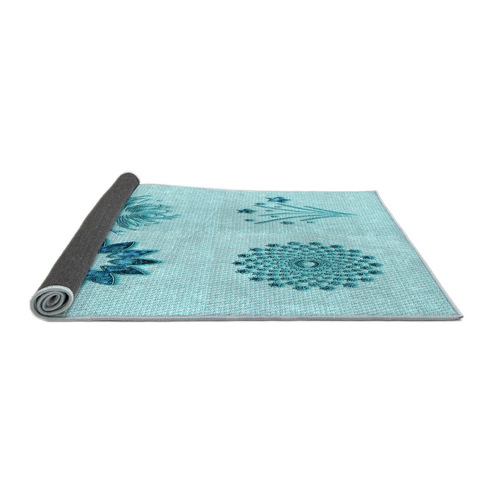 Thickness of Patterned Electric Blue Rug, pat908lblu