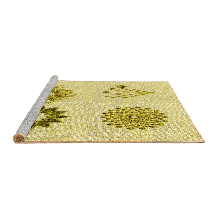 Sideview of Machine Washable Transitional Orange Gold Rug, wshpat908yw