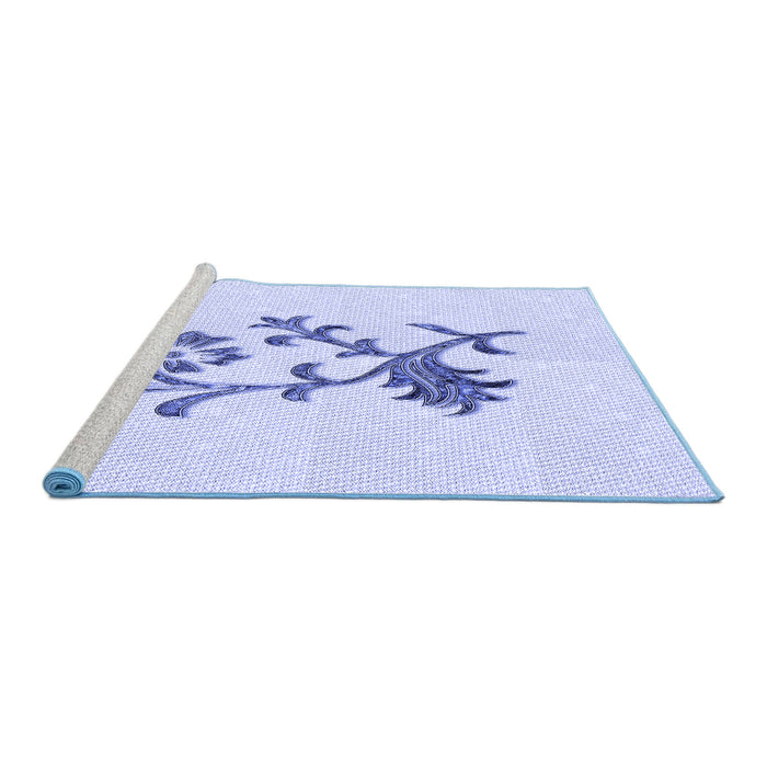 Sideview of Machine Washable Transitional Lavender Blue Rug, wshpat909blu