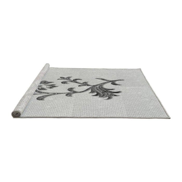 Sideview of Machine Washable Transitional Platinum Gray Rug, wshpat909gry