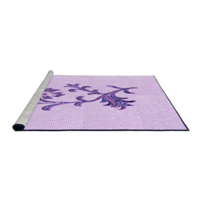 Sideview of Machine Washable Transitional Bright Lilac Purple Rug, wshpat909pur