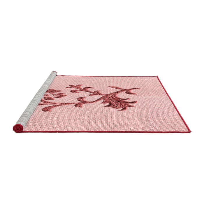 Sideview of Machine Washable Transitional Pastel Red Pink Rug, wshpat909rd
