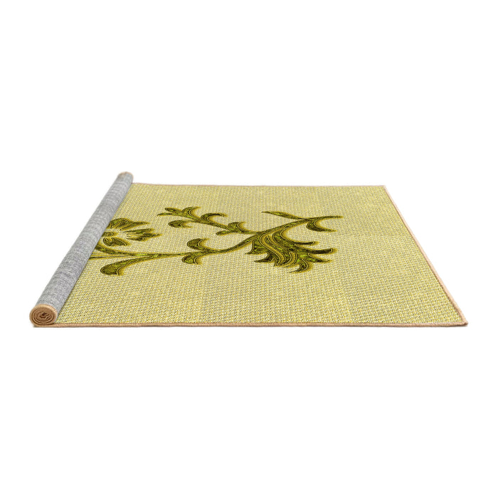 Sideview of Machine Washable Transitional Sun Yellow Rug, wshpat909yw
