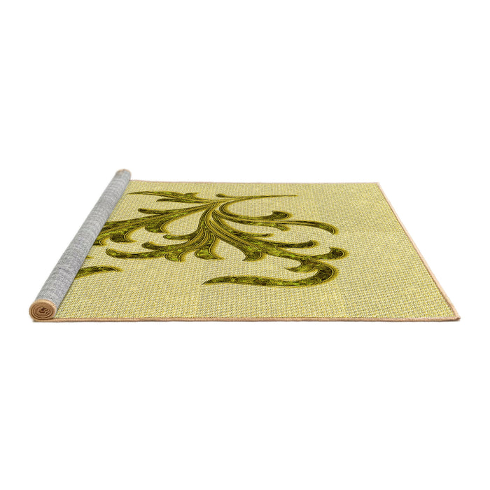 Sideview of Machine Washable Transitional Sun Yellow Rug, wshpat910yw