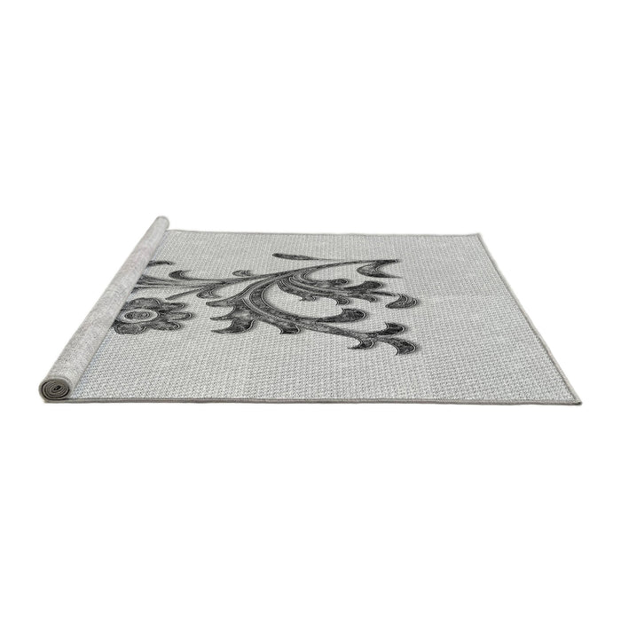 Sideview of Machine Washable Transitional Platinum Gray Rug, wshpat911gry