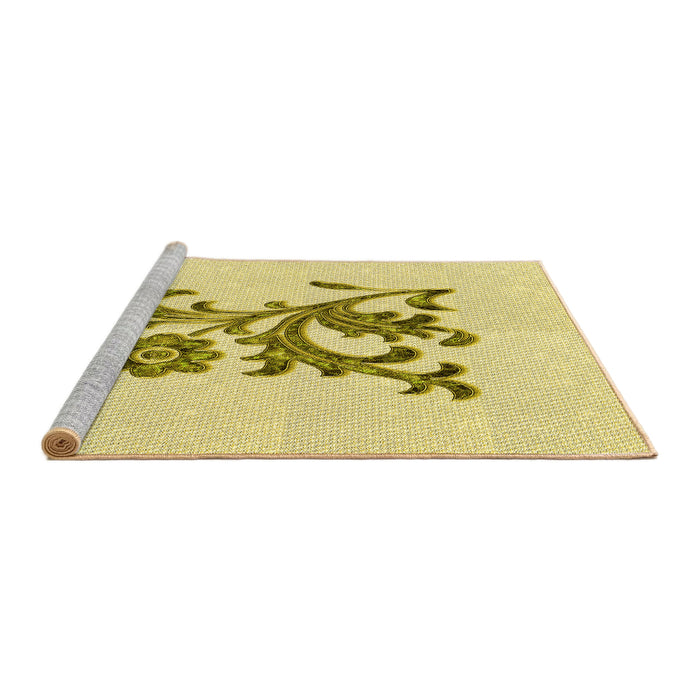 Sideview of Machine Washable Transitional Sun Yellow Rug, wshpat911yw