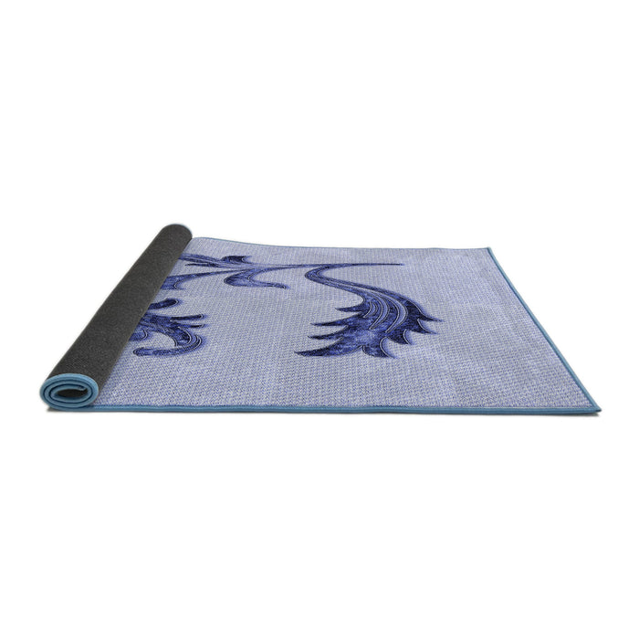 Thickness of Patterned Lavender Blue Rug, pat912blu