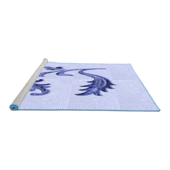Sideview of Machine Washable Transitional Lavender Blue Rug, wshpat912blu