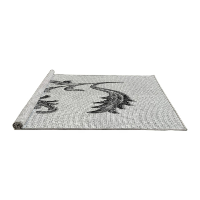 Sideview of Machine Washable Transitional Platinum Gray Rug, wshpat912gry