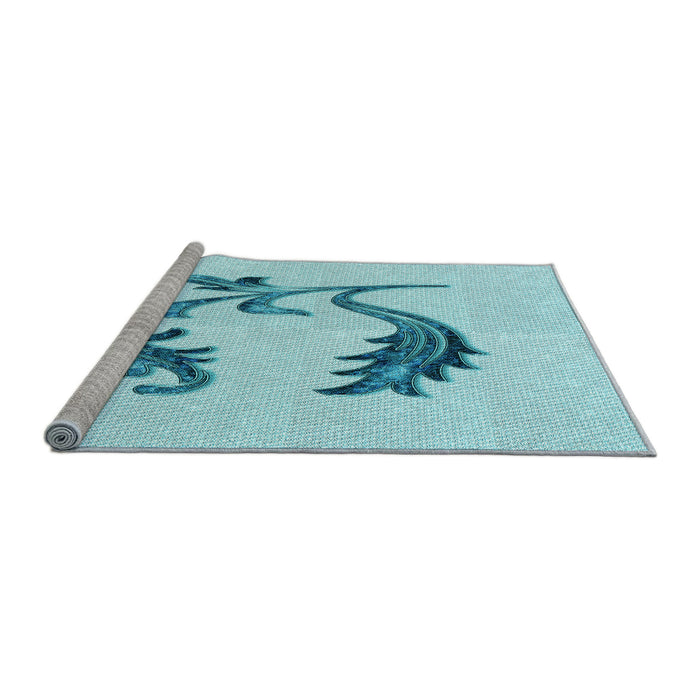 Sideview of Machine Washable Transitional Electric Blue Rug, wshpat912lblu