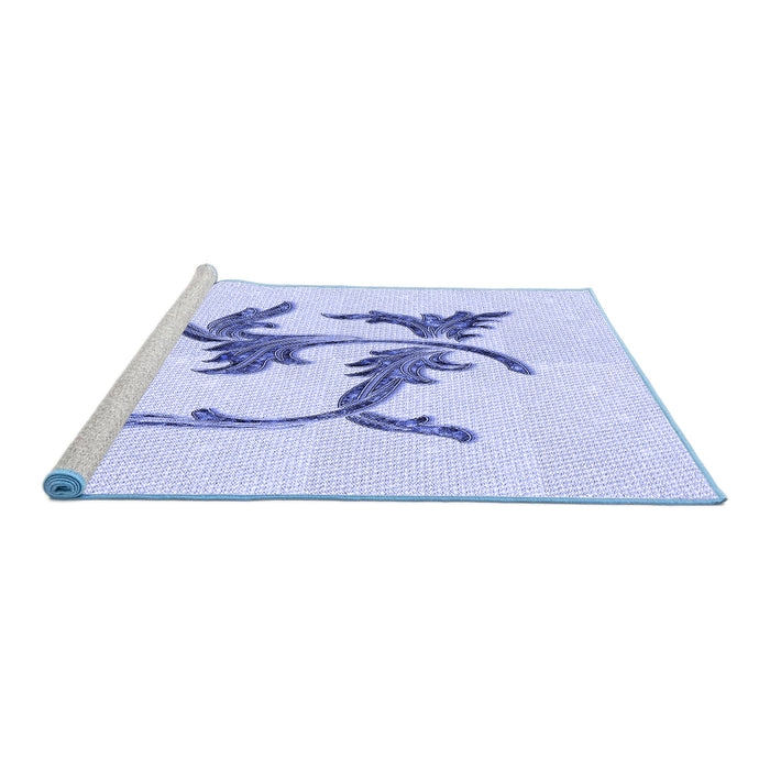 Sideview of Machine Washable Transitional Lavender Blue Rug, wshpat913blu