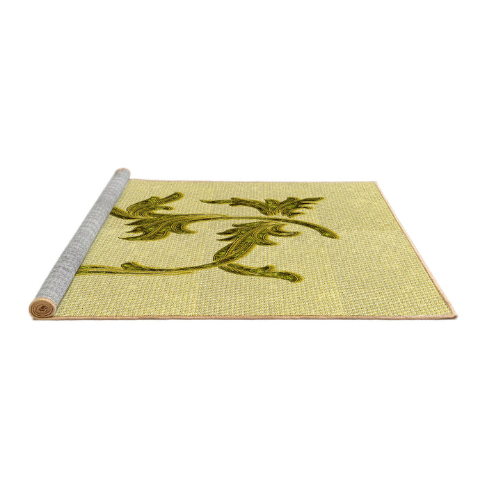 Sideview of Machine Washable Transitional Sun Yellow Rug, wshpat913yw