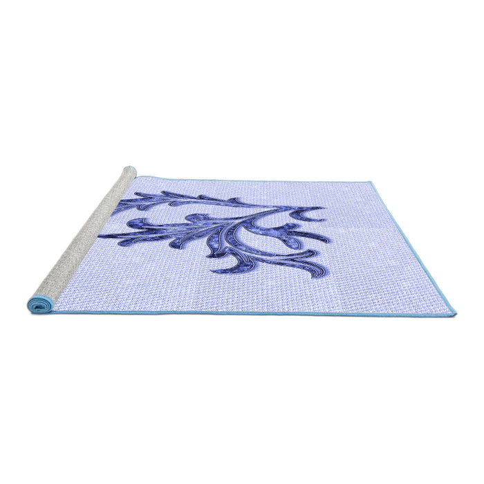 Sideview of Machine Washable Transitional Lavender Blue Rug, wshpat914blu